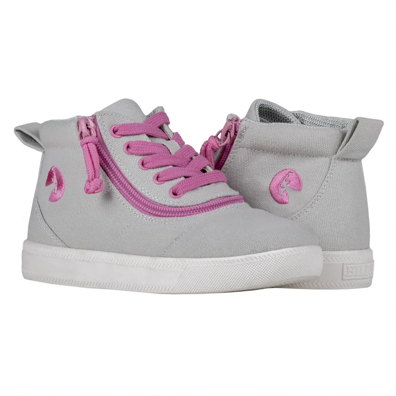 Billy Footwear (Kids) DR Fit Short Wrap - High Top Grey Pink Canvas Shoes - CLEARANCE - Image 3