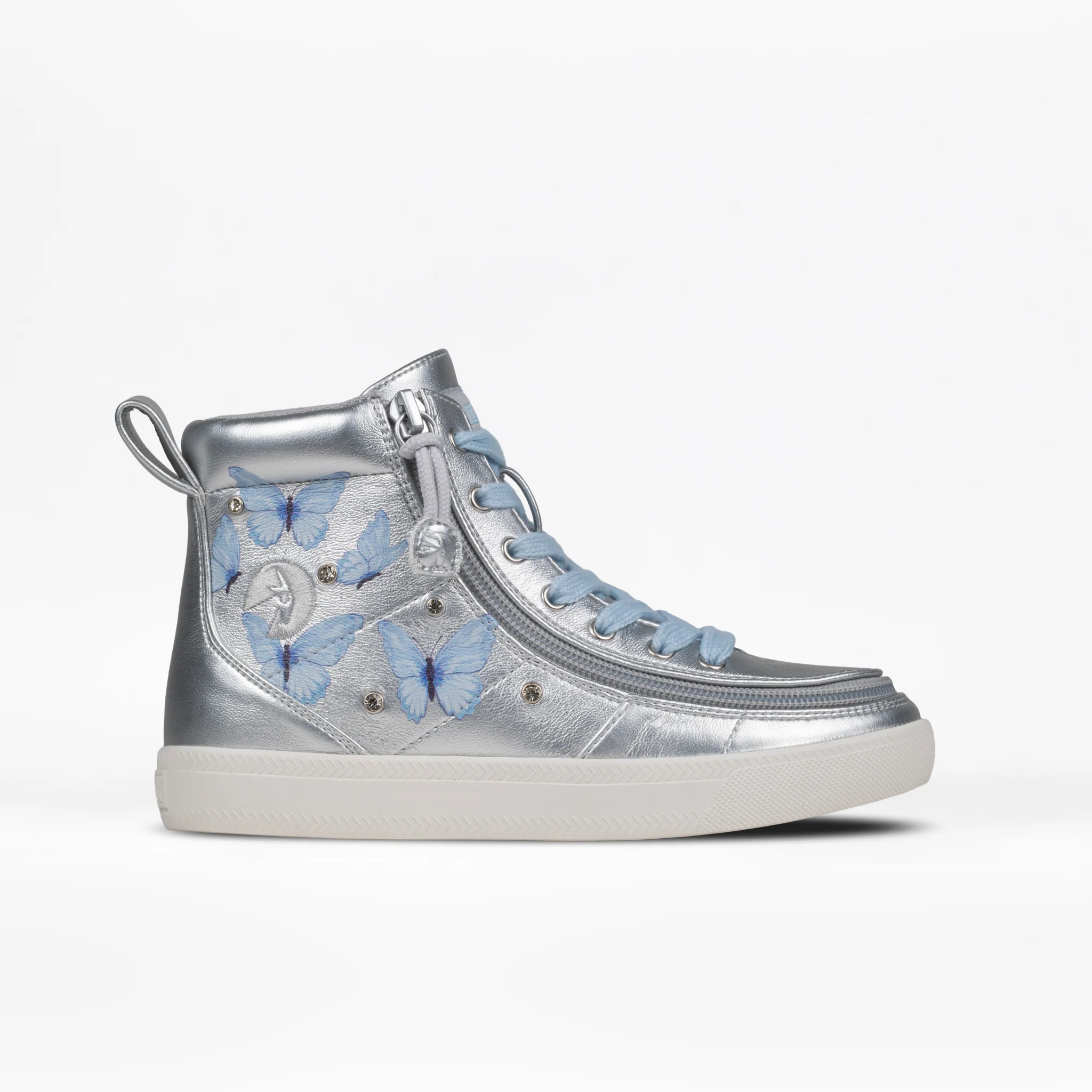 Billy Footwear (Kids) - High Top Silver Butterfly Shoes