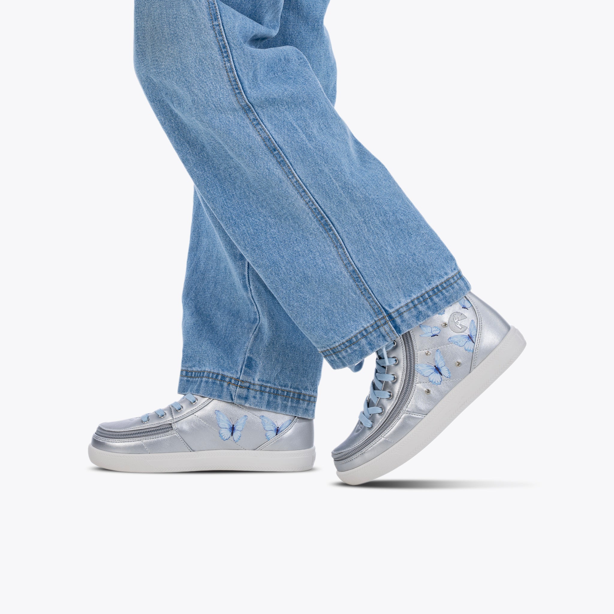 Billy Footwear (Kids) - High Top Silver Butterfly Shoes - Image 4