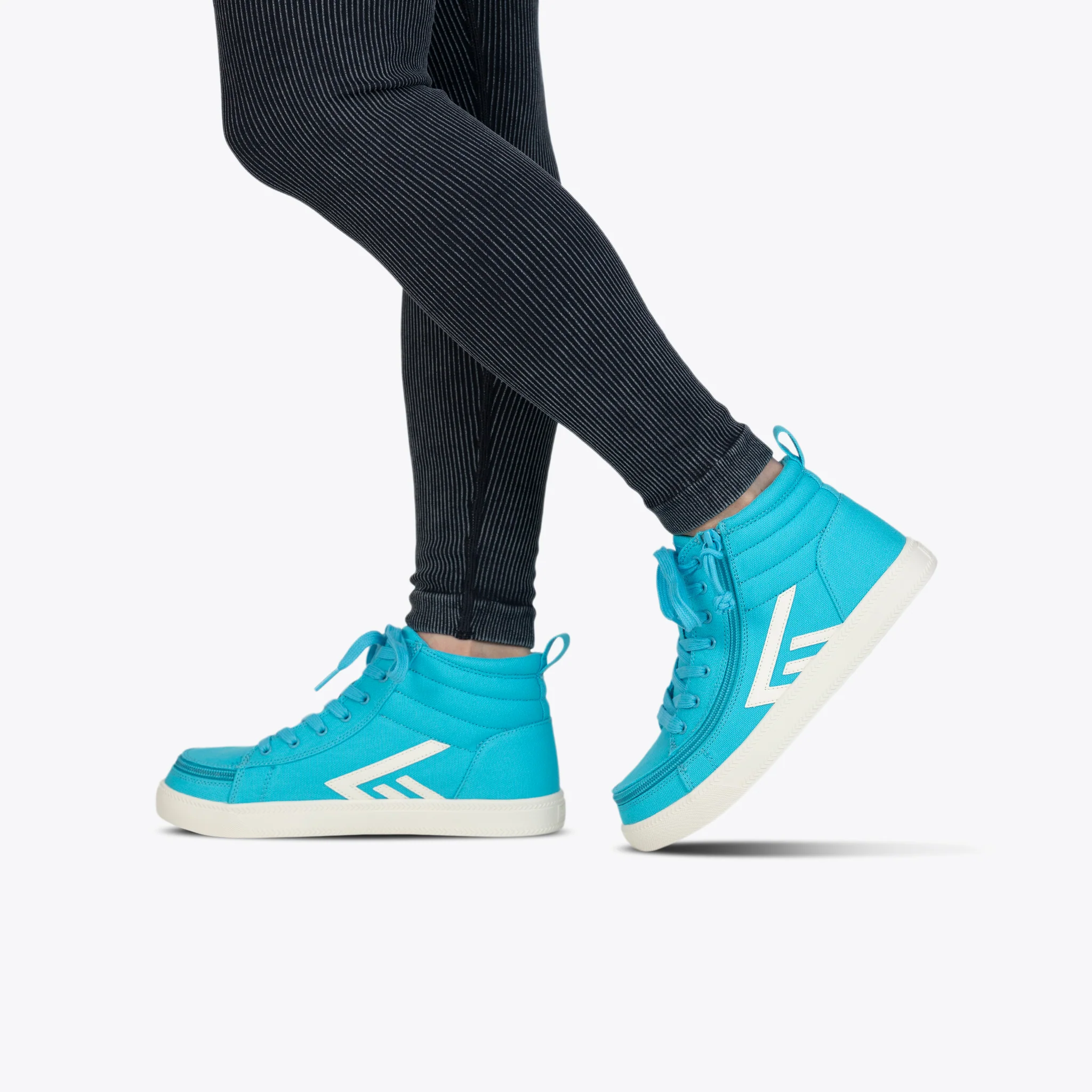 Billy Footwear (Kids)  -  High Top Turquoise / White CS Canvas Shoes - Image 4