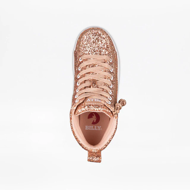 Billy Footwear (Kids) - High Top Rose Gold Glitz CS Canvas Shoes - Image 3