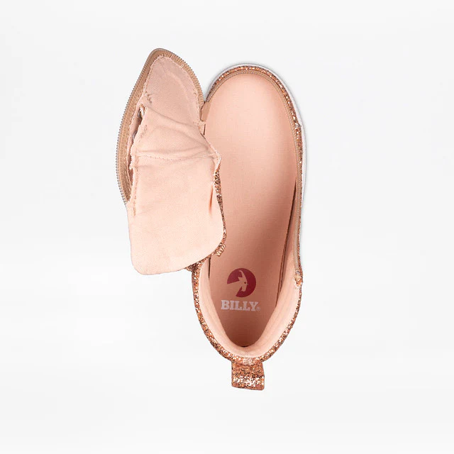 Billy Footwear (Toddlers)  -  High Top Rose Gold Glitz CS Canvas Shoes - Image 2
