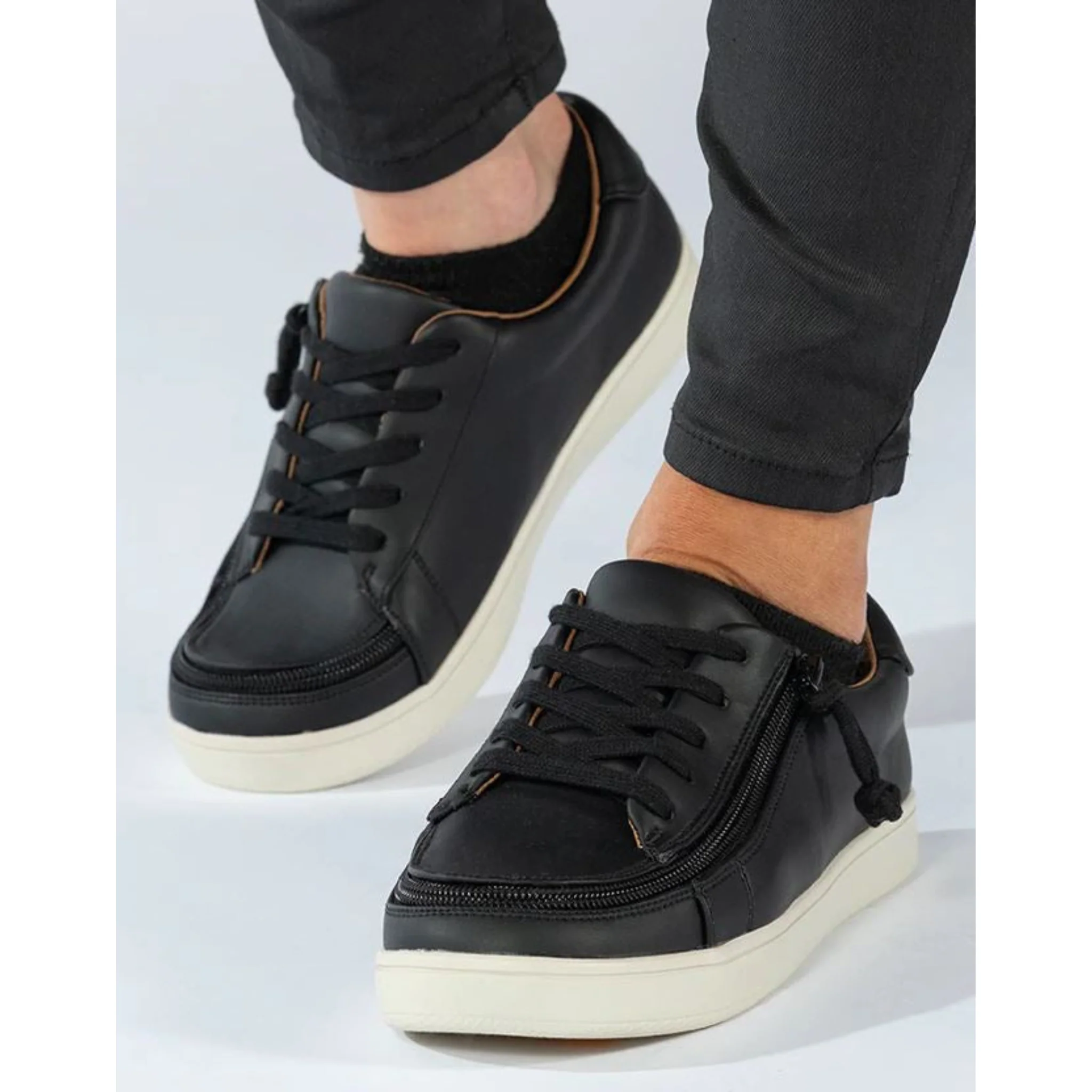 Billy Footwear (Womens) - Low Top Faux Leather Black/White Stitch Shoes - Image 6