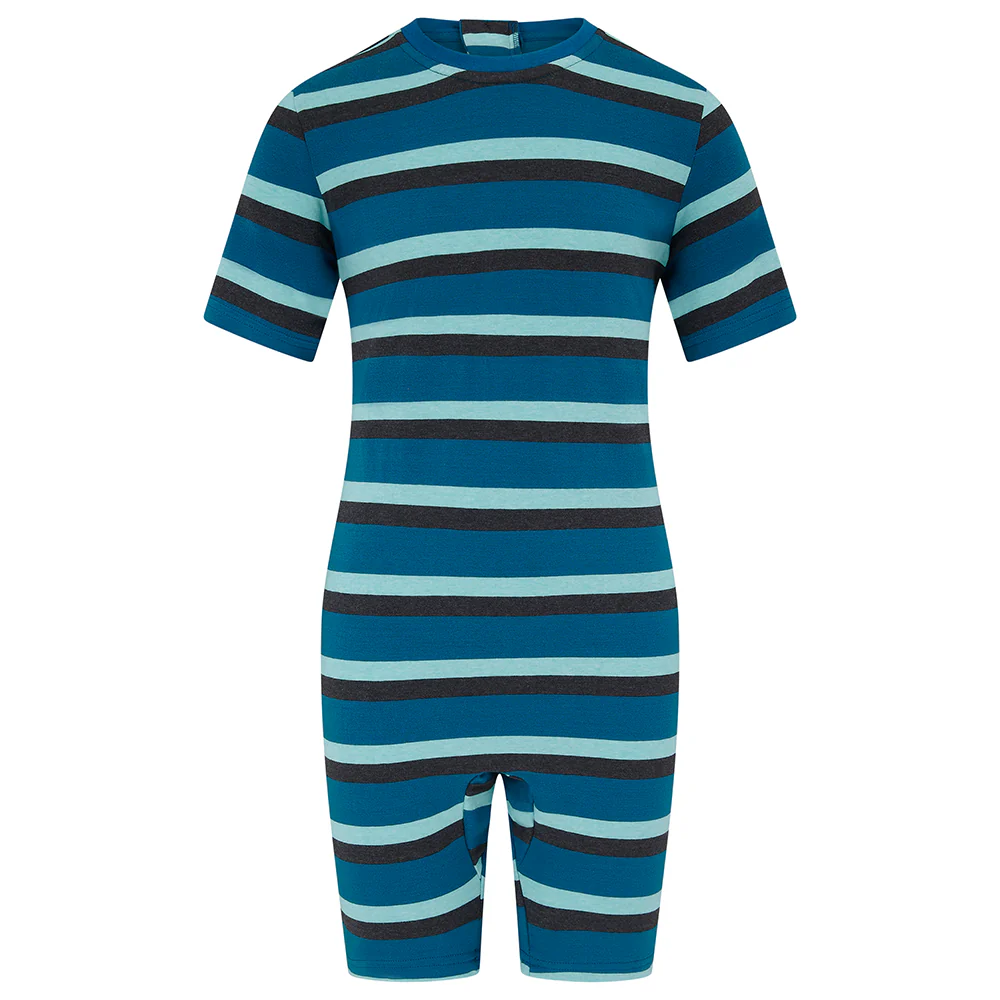 KayCey®Z Lite Secret Zip Back Jumpsuits (Kids) - Short Sleeve / Knee Length Stripes
