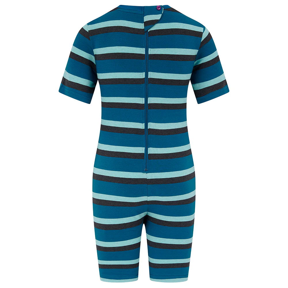 KayCey®Z Lite Secret Zip Back Jumpsuits (Kids) - Short Sleeve / Knee Length Stripes - Image 2