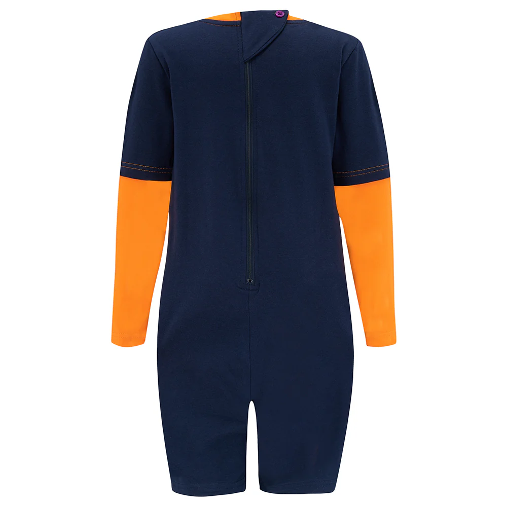 KayCey®Z Secret Zip Back Jumpsuits (Adults) - Long Sleeve / Knee Length Navy/Orange - CLEARANCE - Image 2